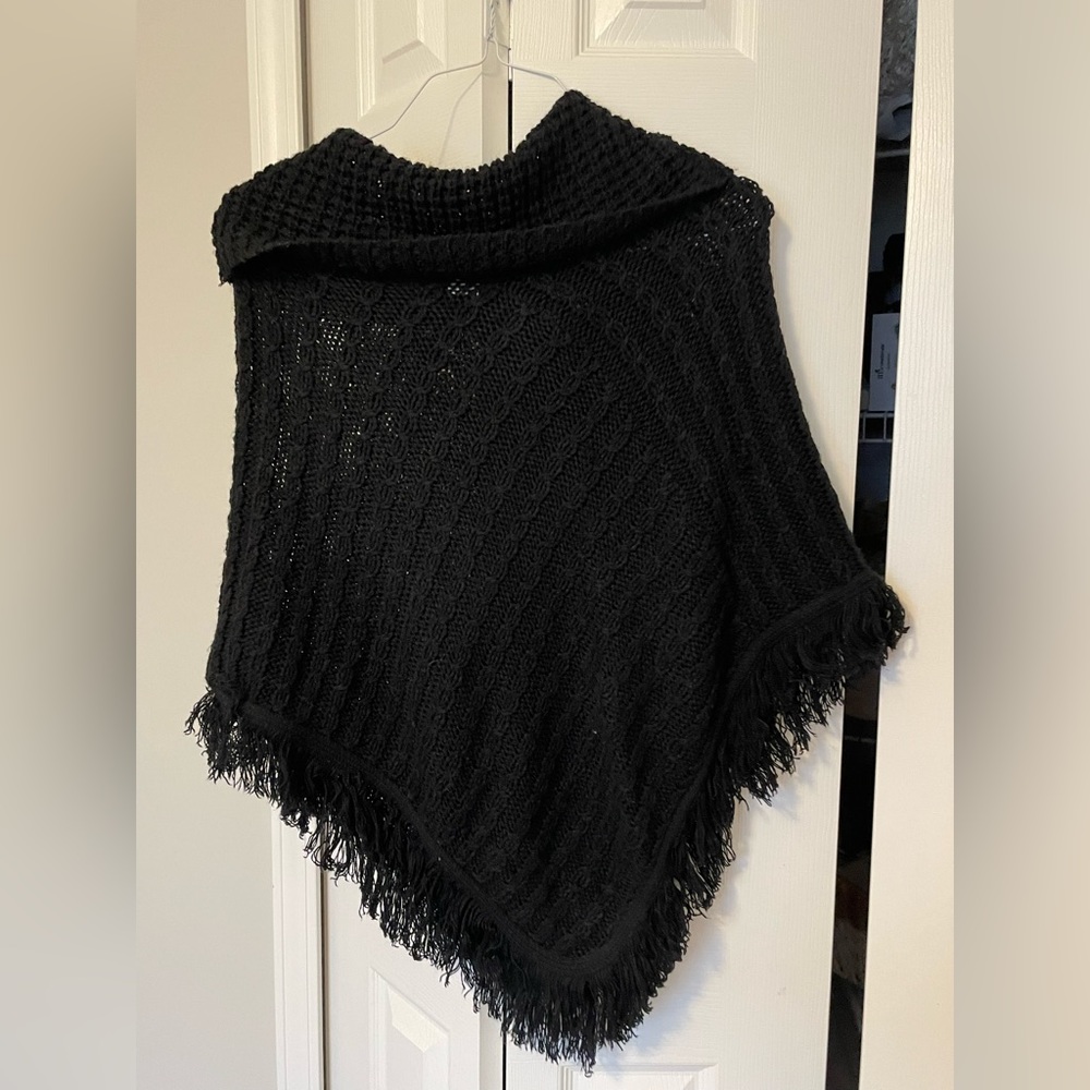 Black sweater poncho